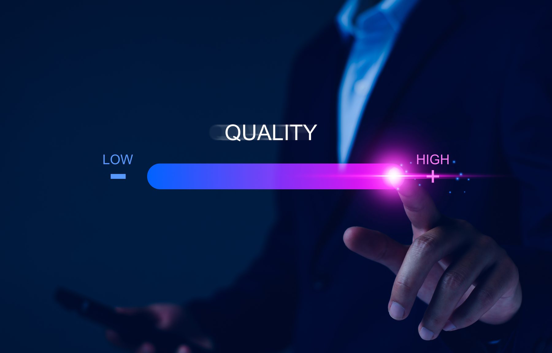 Quality scale moving from low to high